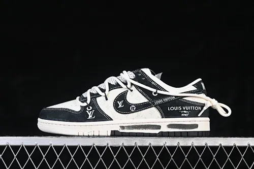 All categories Nk SB Dunk Series Nk SB Dunk Low High-end customized low-top sneakers Nike SB Dunk Low LV co-branded black graffiti drawstring Anniversary high-end customized low-top casual sneakers CX5050-Y32